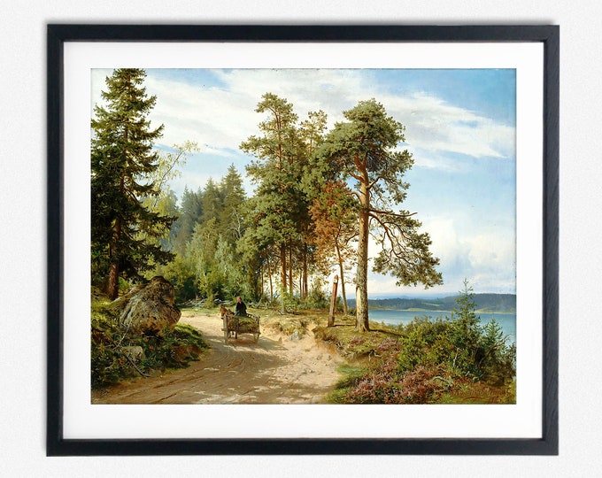 Rustic Road in Finland: Captivating Rural Painting by Hjalmar Munsterhjelm Rural painting Road in Finland Serene beauty of Finland Print