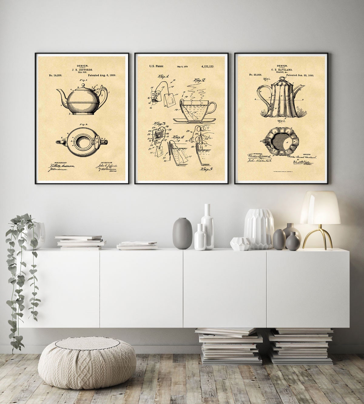 Tea Room Decor Tea Kitchen Print Set of Tea Patent Posters Tea Wall Art
