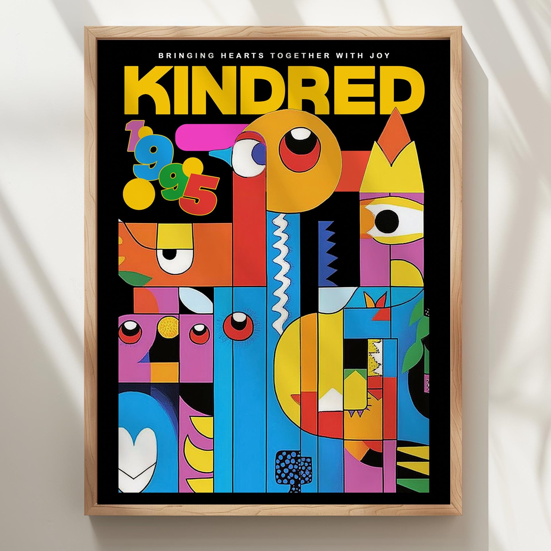 Kindred アブストラクト ジオメトリック ポスター、1995 年 レトロ
