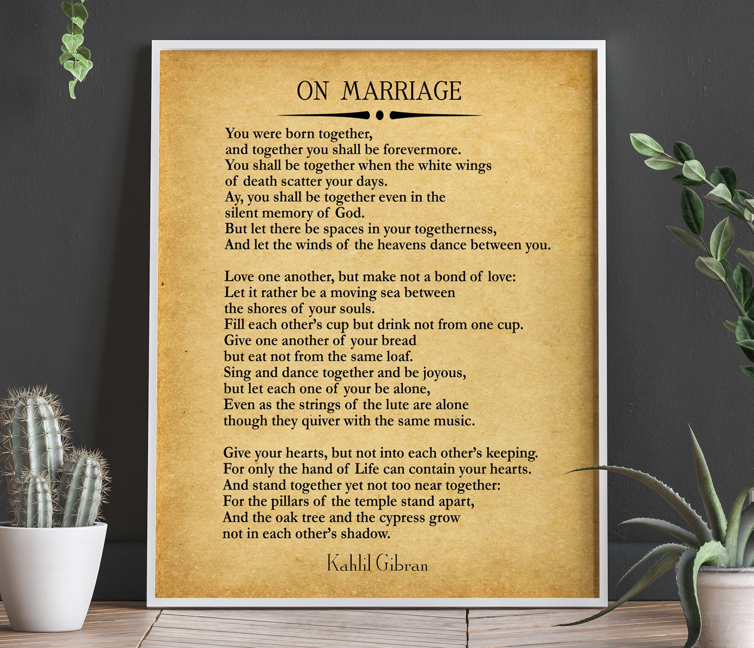 Motivational Typography Quotes Inspiring Words Wisdom Quotes On Marriage Poem by Kahlil Gibran Quote The Prophet Home Decor Wall Art