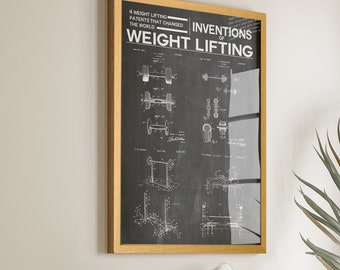 Weight Lifting Patent Prints - Celebrate Inventions of Fitness in Prints - Ideal Gift for Weight Lifters - Superb Gym Wall Art Decor - Win39