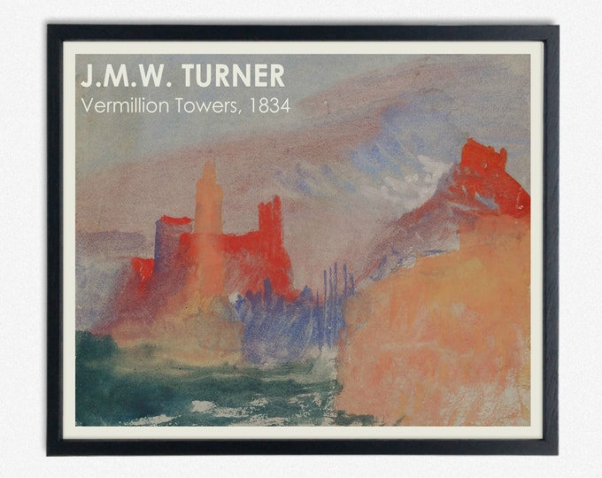 Vermillion Towers by JMW Turner - Romantic English Watercolor Print, Modern Expressionist Art 1834 William Turner Romantic Painting