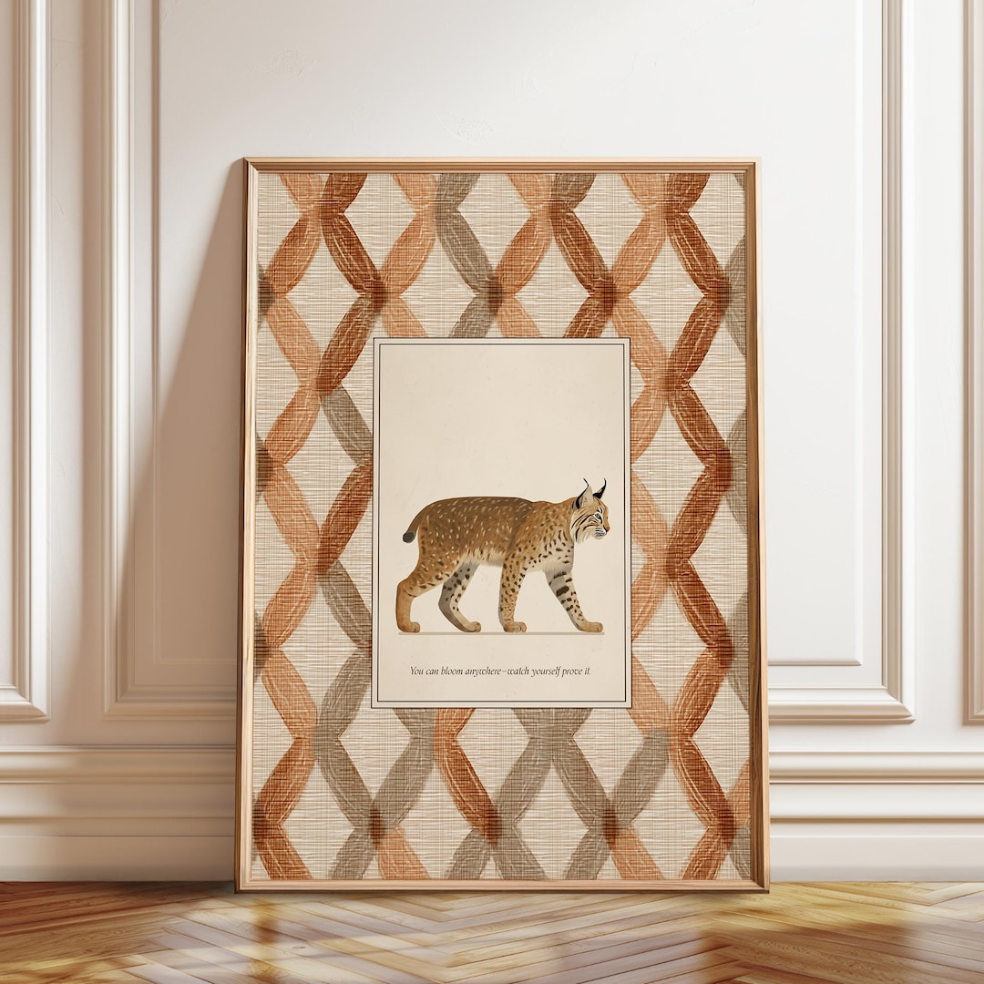 Lynx Animal Illustration Poster: Wild Cat Art Print Inspirational Quote ...