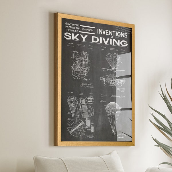 Posters de brevets pour le parachutisme : envolez-vous vers de nouveaux sommets avec les inventions du parachutisme - Reproductions d'art mural de sport - Déco de salle passionnante - Win51