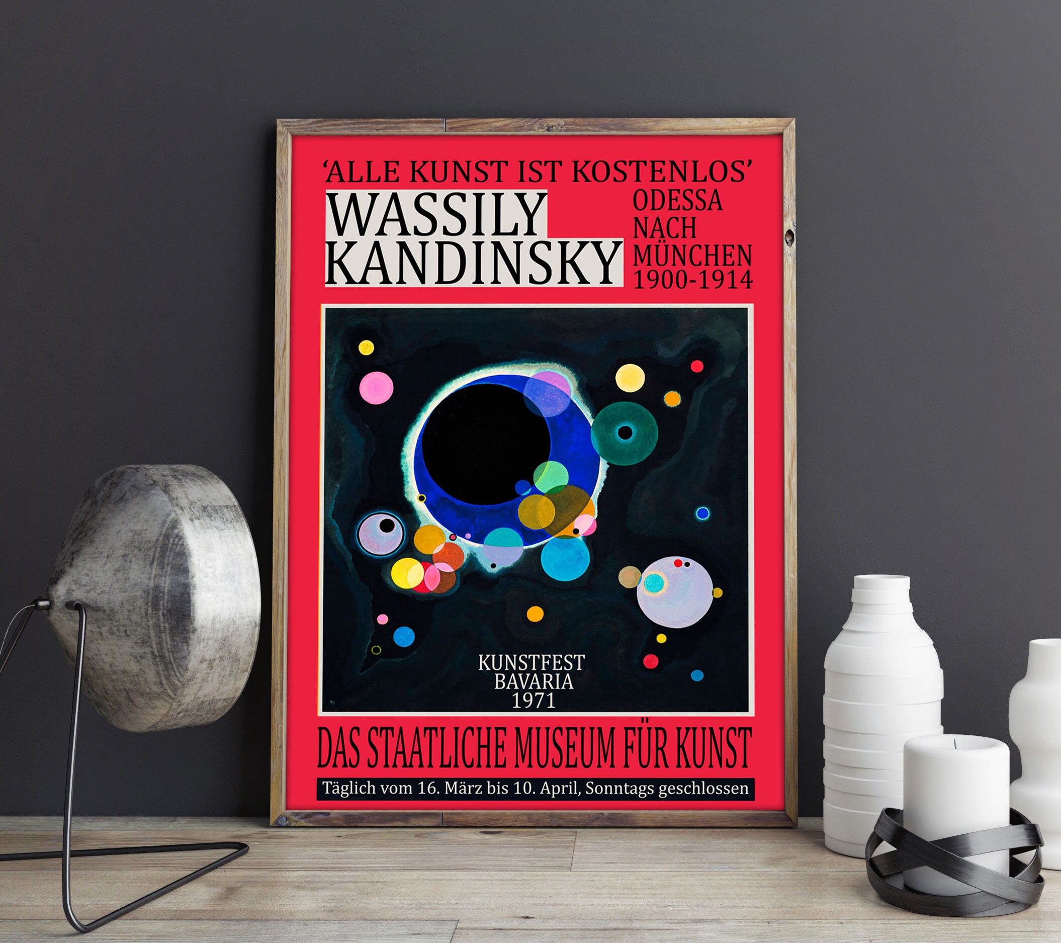 Kandinsky Exhibition Poster 1971 Red Abstract Poster Gallery Exhibition Art