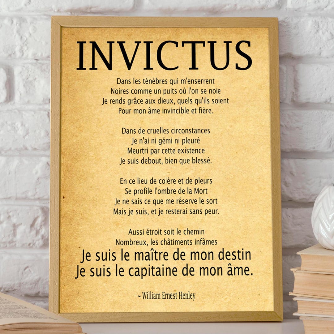 Invictus Pdf Invictus Par William Ernest Henley Invictus Poeme En Francais - Etsy