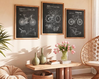 Mountain Bike Patent Art Prints: Vintage Cycling Decor, Set of 3