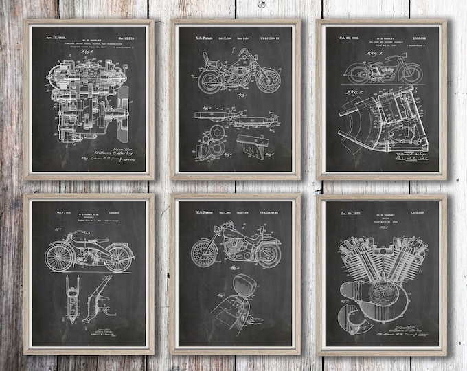 Motorbike Gift Prints Motorcycle Gift Patent Posters Set of 6 Biker Posters Motorcycle Wall Art Motorbike Art Motorcycle Art WB302-WB307