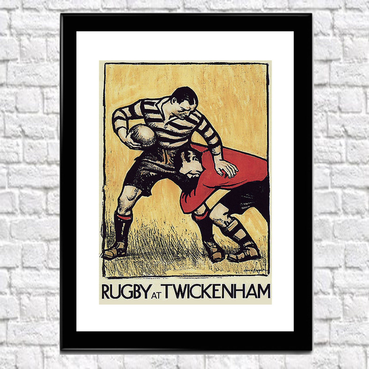 Vintage Rugby Art Print Twickenham London Art Sport Decor