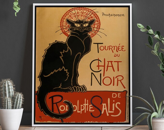 Le Chat Noir Poster by Théophile Alexandre Steinlen Black Cat Poster Iconic Graphic Design Poster French Art French Posters Living Room Art