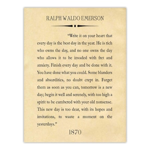 Ralph Waldo Emerson Quote Print: Literary Art, Inspirational Wall Decor Parchment
