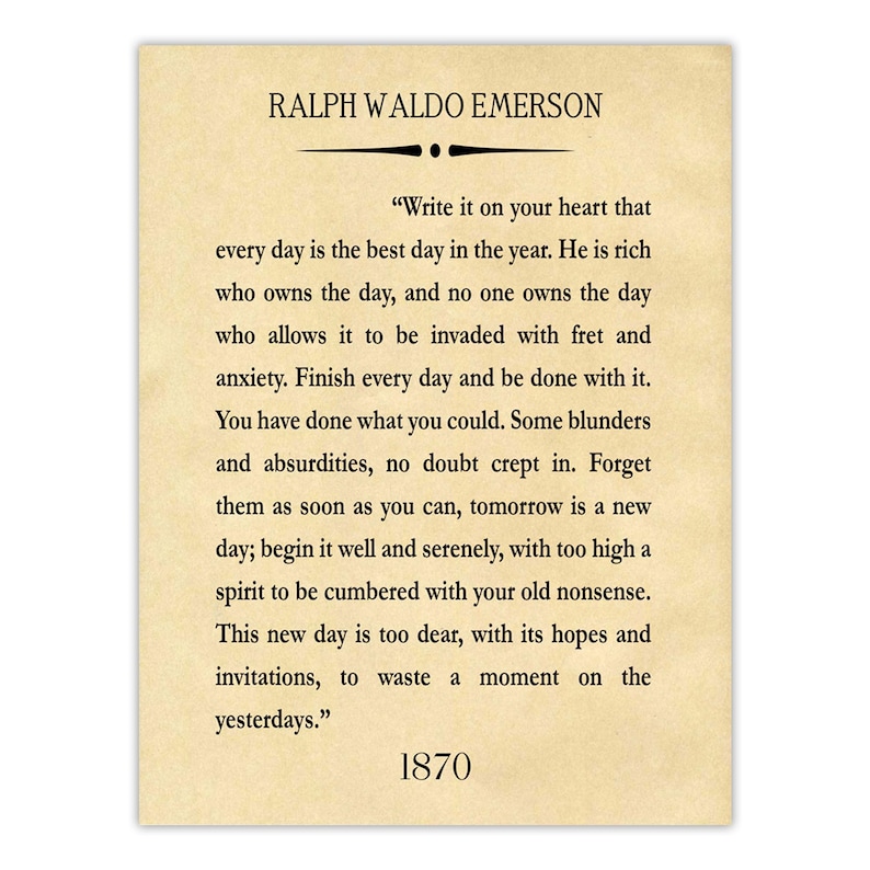 Ralph Waldo Emerson Quote Print: Literary Art, Inspirational Wall Decor Parchment