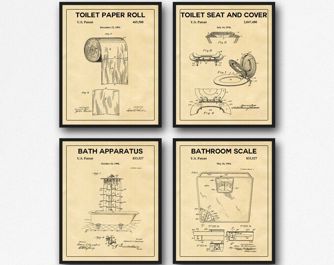 Bathroom Wall Decor Prints Set of 4 Modern Bathroom Art Prints