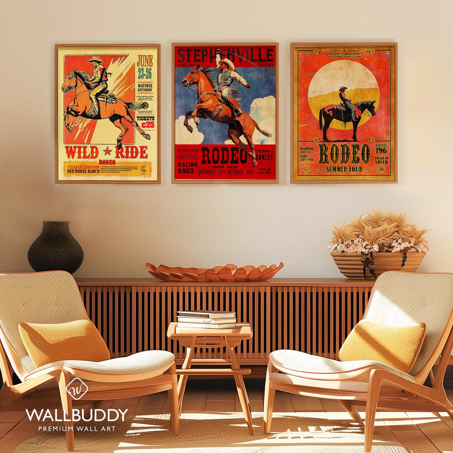 Vintage Rodeo Poster Set of 3: Rustic Western Wall Art - Etsy