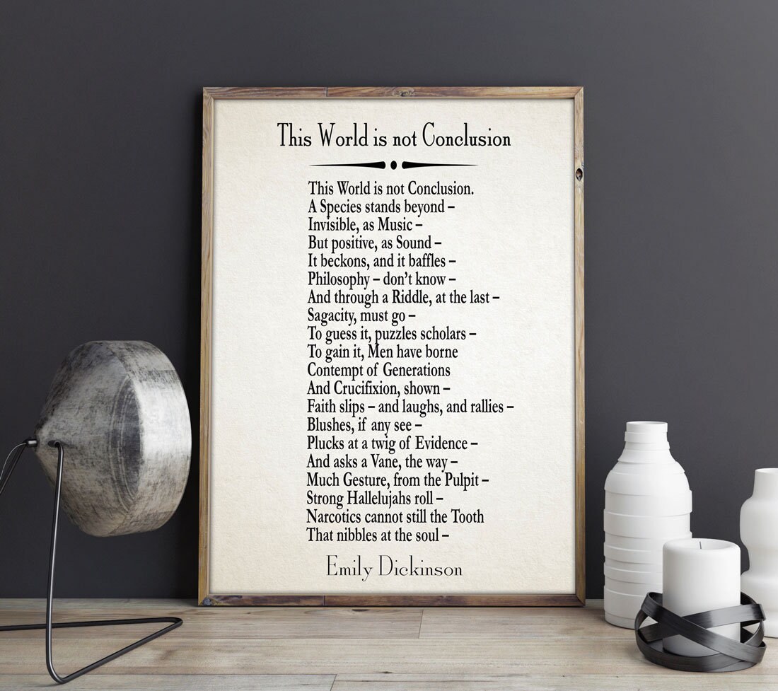 This World Is Not Conclusion By Emily Dickinson Poem Emily Dickinson Poetry Famous Poem Prints Large Poem Page Poetry Poster Literature Post
