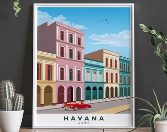 Havana Cuba Travel Poster Modern Travel Print Cuba