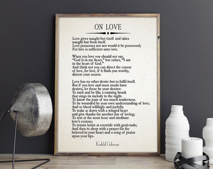 On love by Kahlil Gibran Wedding Gift Couple Gift