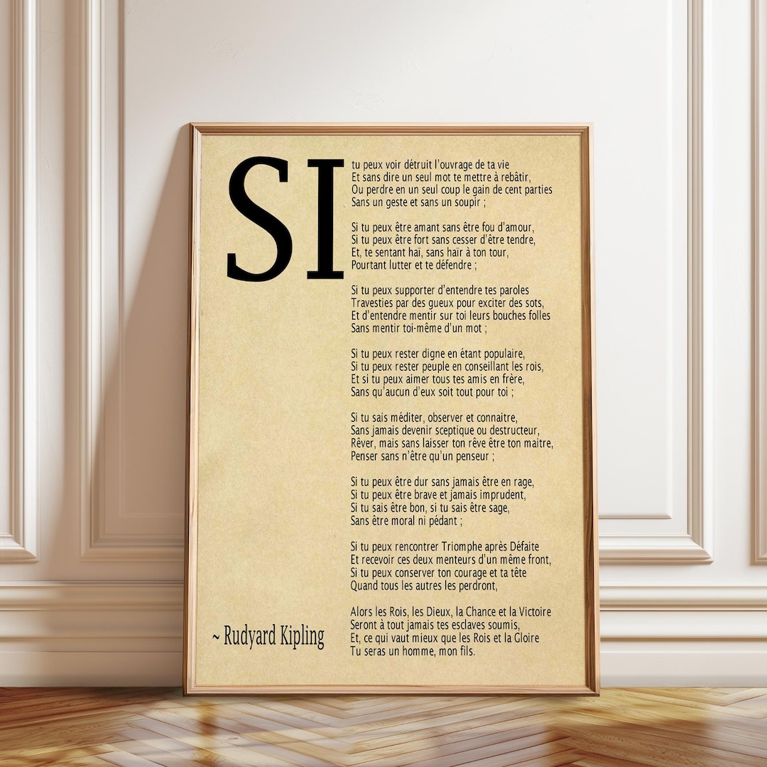 Si Par Rudyard Kipling Poème En Français - Poster, Framed, and Canvas ...