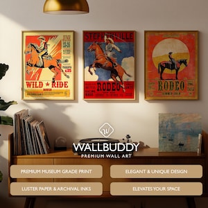 Vintage Rodeo Poster Set of 3: Rustic Western Wall Art - Etsy
