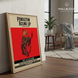 Pendleton Rodeo Sticker Pendleton Round-up Rodeo Poster | Vintage Cowboy Bronco Print | Western ...