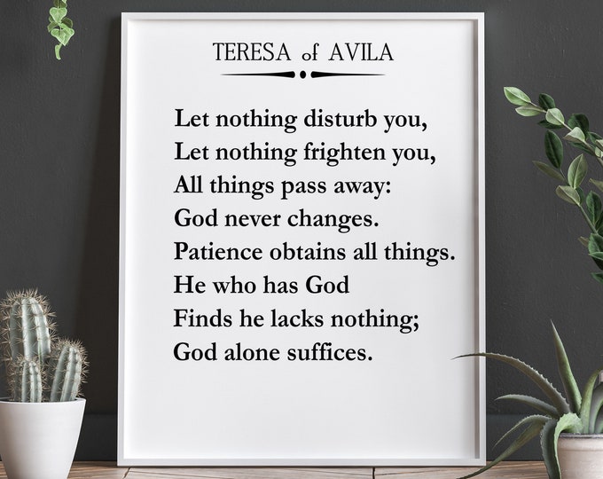 St Teresa of Avila Quote Flower Quote Little Flower Quote Saint Quote Religious Wall Art Religious Poster Scripture Poster Scripture Decor