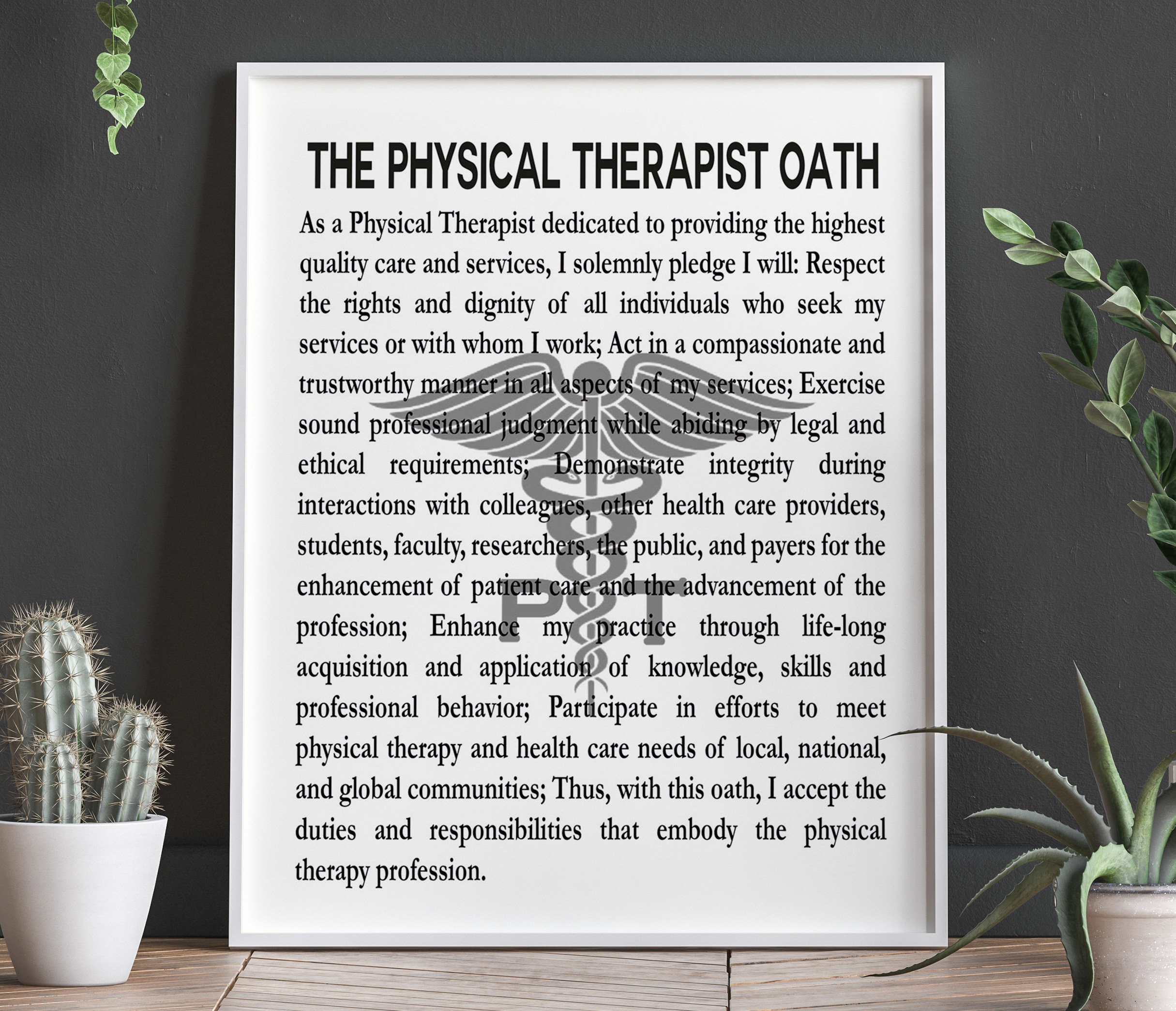 Physical Therapist Oath PT Gift Physio Print Physical Therapist