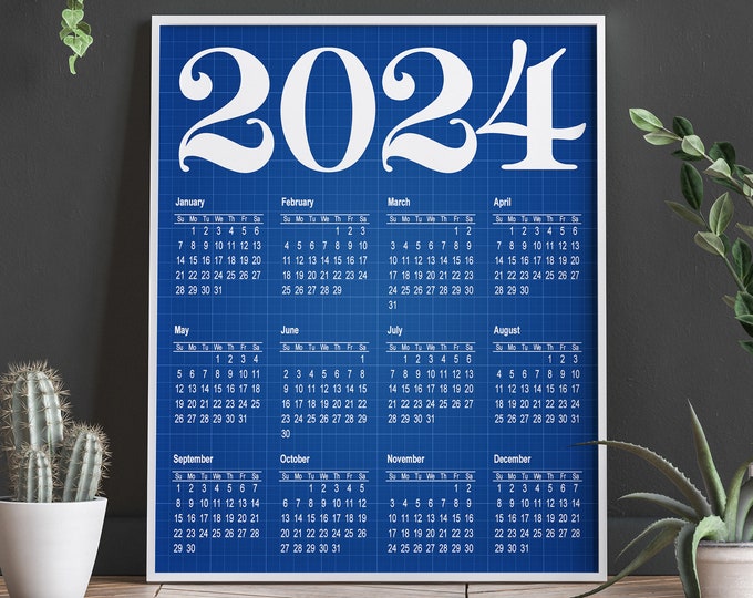 2024 Calendar Large Poster 2024 Planner Monthly Planner for 2024