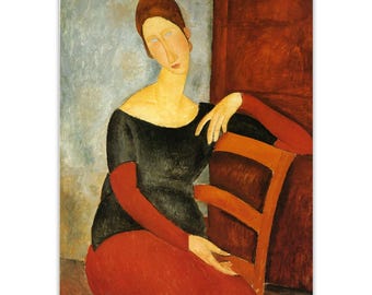 モディリアーニの「赤い椅子の女」の版画：モダニズムの肖像画、優雅な