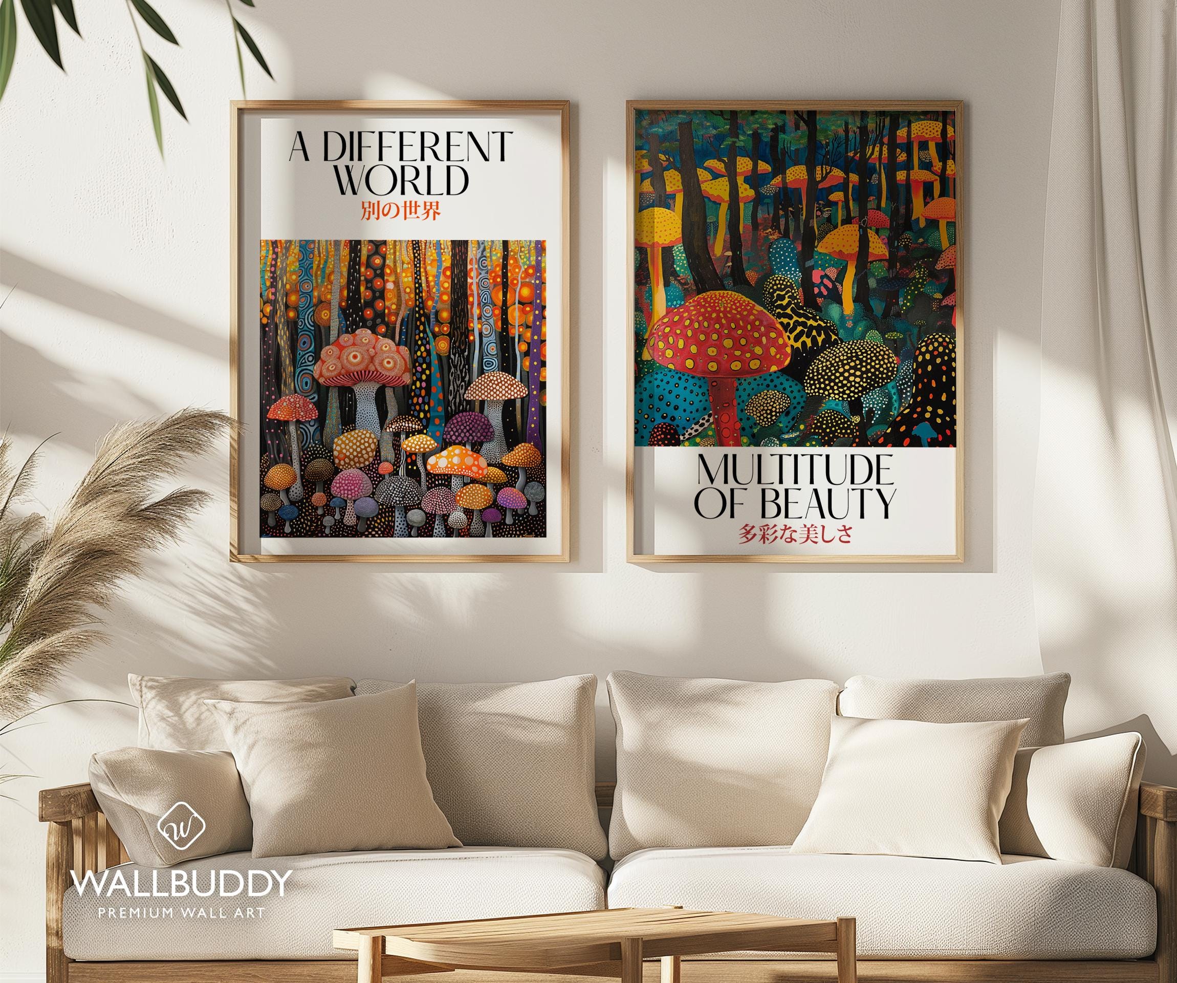 Moderne Pilze Wald Wandkunst - 80×120 Cm Psychedelisches Leinwandbild