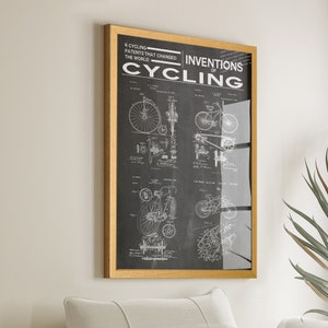 Radfahren Inventionen Kunst Poster und Drucke - Vintage Fahrrad Patent Poster - Ideales Radfahrer Geschenk und Mannhöhlen-Wand-Dekor - Win36