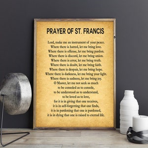 Prayer of St Francis Prayer Poster Prayer Wall Art Christian Wall Art ...
