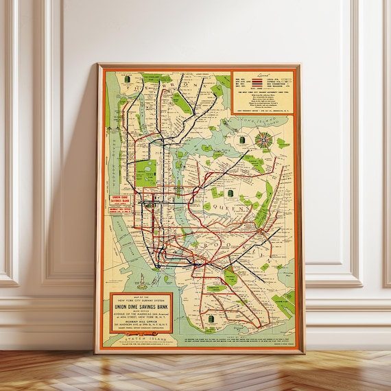 Vintage NYC Subway Map Poster: Historical Transit Art - Etsy