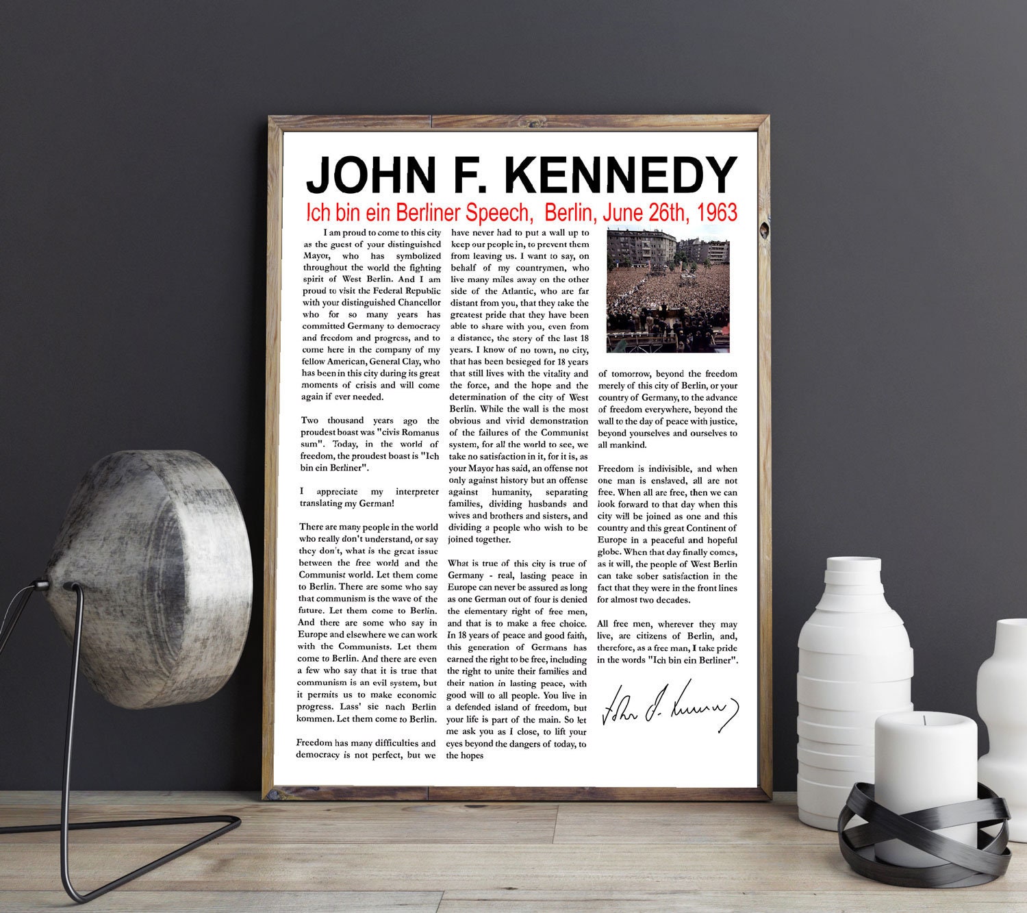 JFK Ich Bin Ein Berliner Speech JFK Wall Art Cold War Decor