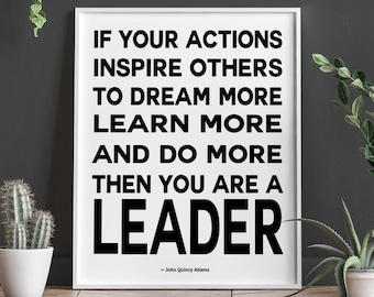 Leadership Quote by John Quincy Adams Leader Gift for Boss Christmas Gift for Boss