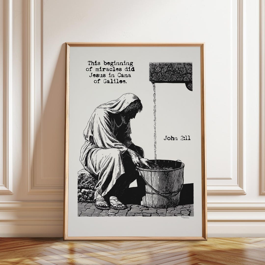 John 2 11 Miracle Art Print: Water Into Wine Scripture Poster - Etsy