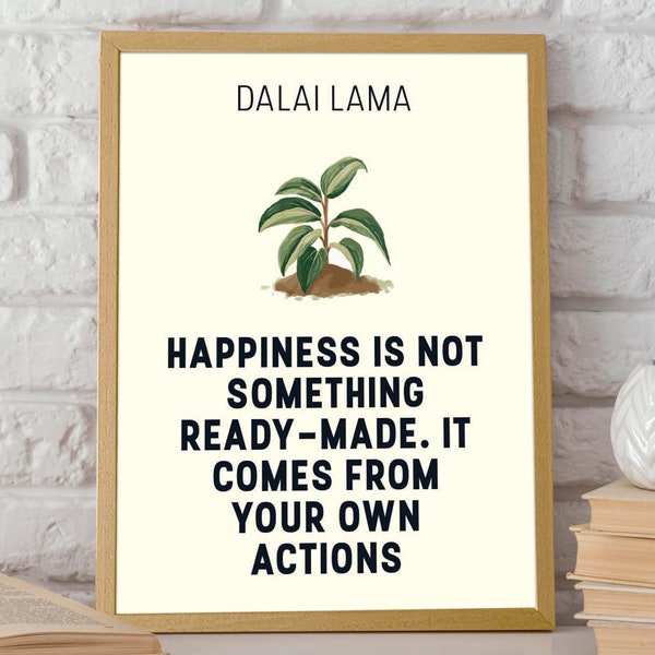 Happiness from Insider: Dalai Lama Glück Zitat Wand Kunst Poster - Motivierendes Schlafzimmer Dekor, Süßes Geschenk Poster für Sie und Ihn