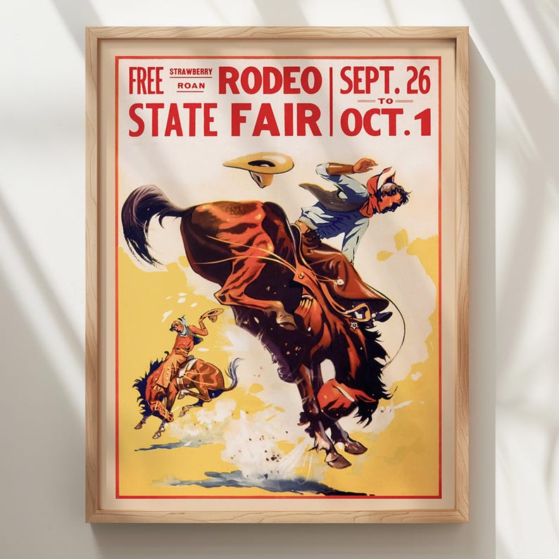 Vintage Rodeo Poster: Cowboy Wall Art, Western Decor image 6