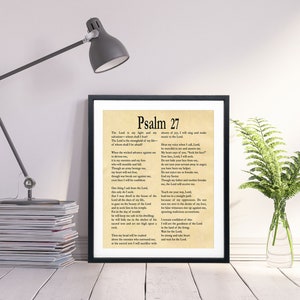 Psalm 27 Print Psalm 27 Bible Poster Bible Decor Bible Wall Art Psalm ...