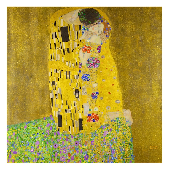 グスタフ・クリムト「接吻」版画：アール・ヌーヴォーのスクエア