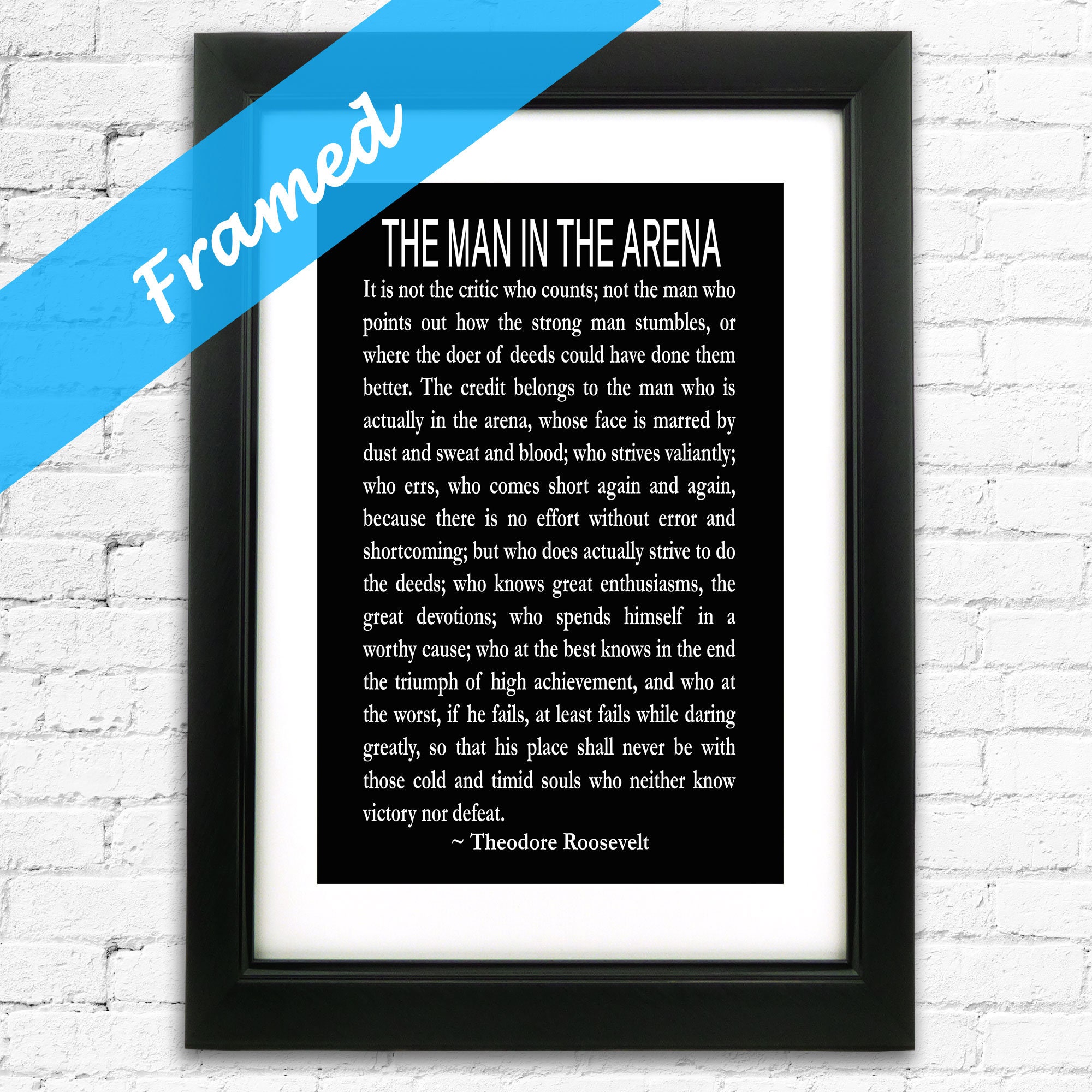 The Man in The Arena Framed Print Roosevelt Print Roosevelt Man in The ...