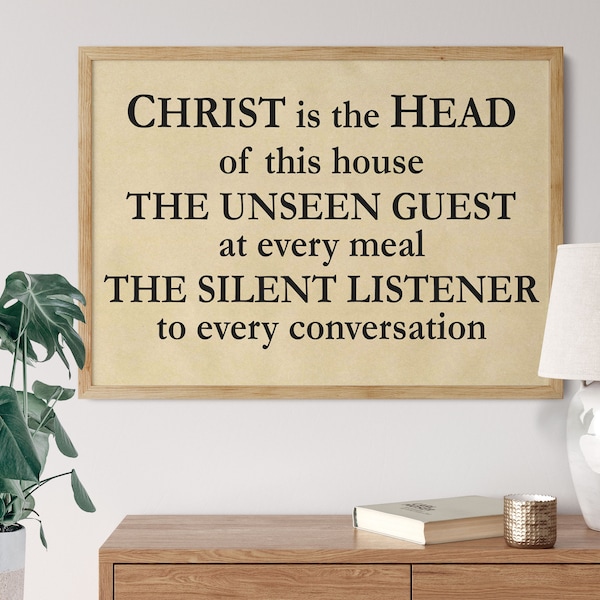 Christian Gift Home Decor - Christ is the Head of this House New Home Gift Wall Art, House Gift Art Bedroom Decor Home Sign Decoration