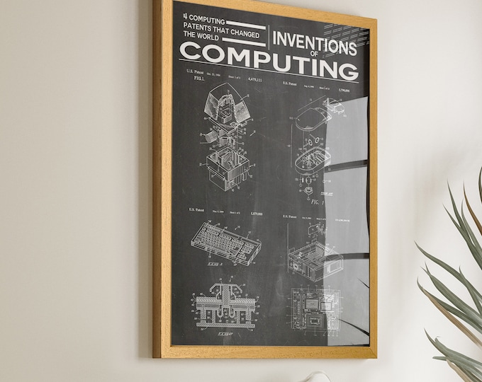 Inventions of Computing with Computer Patent Poster - IT Gift Ideas - Ideal IT Office and Home Wall Decor Gift - Win43