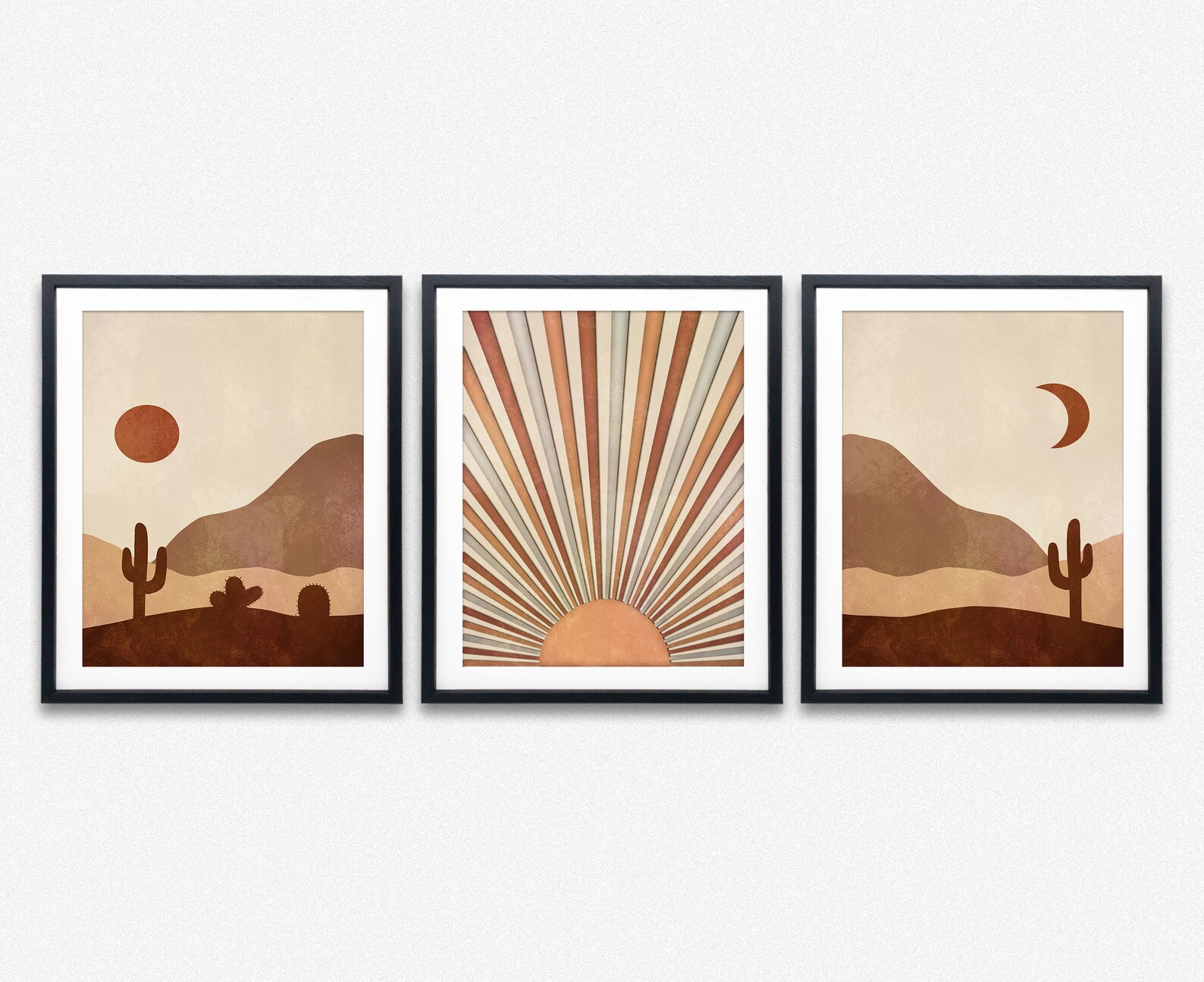 Boho Wall Art Set of 3 Boho Prints Etsy