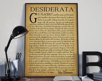 Desiderata Poem Desiderata Print Desiderata Poster Poetry Wall Art Graduation Gift Graduation Poem Student Poem Gift by Max Erhmann 1927