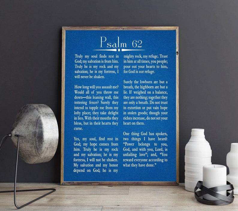 Psalm 62 Print Christian Poster Christian Wall Art Etsy