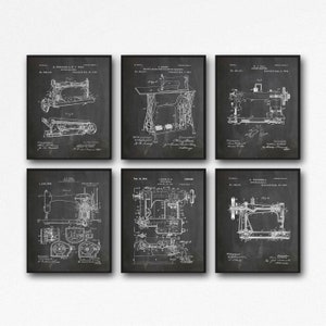 Sewing Room Decor Sewing Wall Art Set of 6 Sewing Blueprints WB471-476