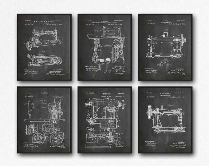 Sewing Room Decor Sewing Wall Art Set of 6 Sewing Blueprints WB471-476