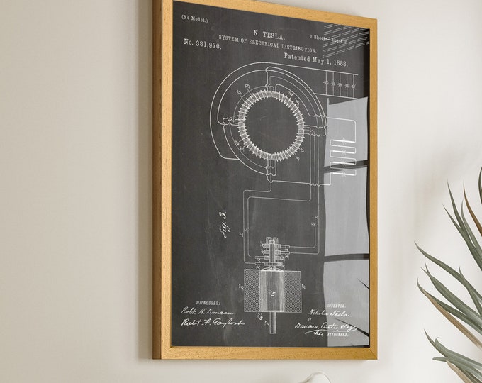 Elevate Your Space with Nikola Tesla Patent Wall Art - Ingenious Inventions Poster - Science & Engineering Decor and Gift - WB022