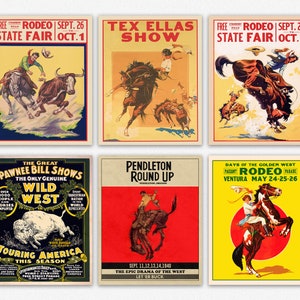 Vintage Rodeo Poster Set: Cowboy & Western Wall Art