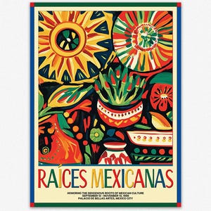 Mexican Garden Artwork Print - Raíces Mexicanas Cultural Art Poster ...
